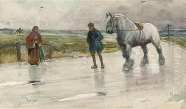 Leading The Way Home: A Suffolk Punch And His Groom Oil Painting by Cecil Charles Aldin