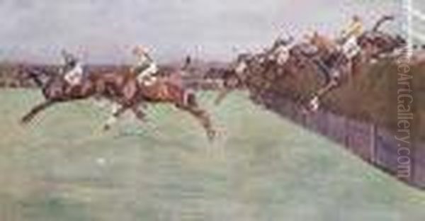 Three Views Of The First Fence Oil Painting by Cecil Charles Aldin