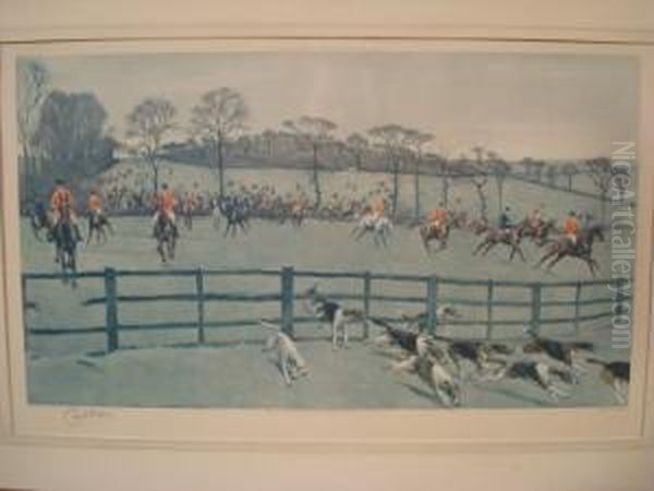 ' The Whaddon Chase ' Down From Christmas Gorse Oil Painting by Cecil Charles Aldin