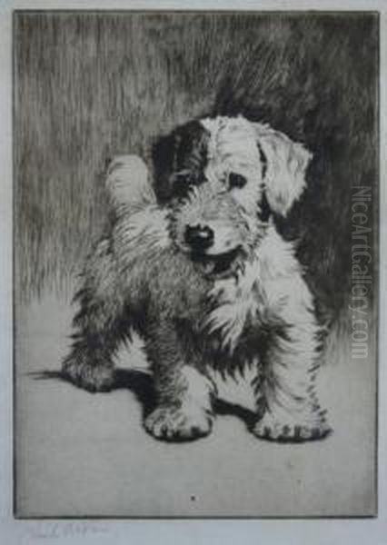 Playful Terrier Oil Painting by Cecil Charles Aldin