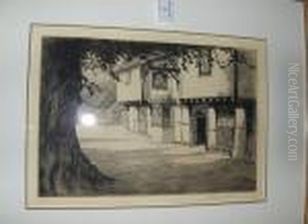 The Bell Inn, Waltham St. Lawrence, Signed Inpencil, No 57/75, Etching Oil Painting by Cecil Charles Aldin