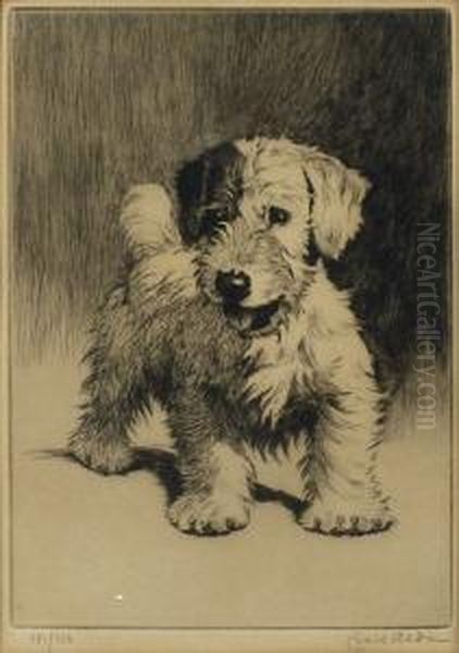 A Puppy Oil Painting by Cecil Charles Aldin