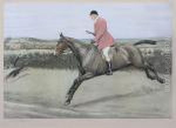 Earl Of Lonsdale - Master Of The Quorn In Pencil Oil Painting by Cecil Charles Aldin