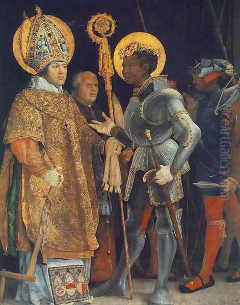 Meeting of St Erasm and St Maurice 1517-23 Oil Painting by Matthias Grunewald (Mathis Gothardt)