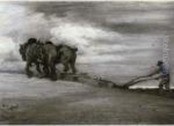 Ploughing Oil Painting by Cecil Charles Aldin