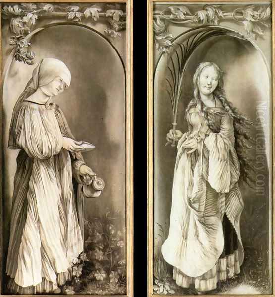 St Elizabeth and a Saint Woman with Palm 1508-11 Oil Painting by Matthias Grunewald (Mathis Gothardt)