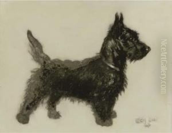 A Little Scottie Oil Painting by Cecil Charles Aldin