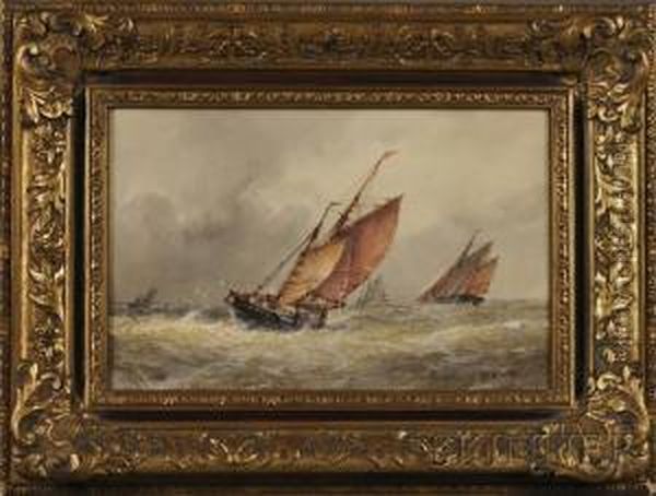 A Rough Sea Oil Painting by Frederick James Aldridge