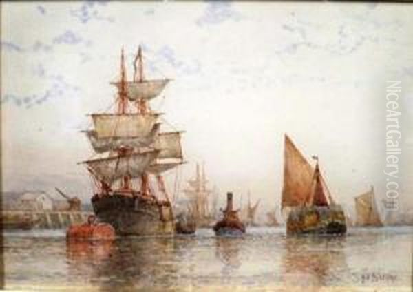 On The Thames Oil Painting by Frederick James Aldridge