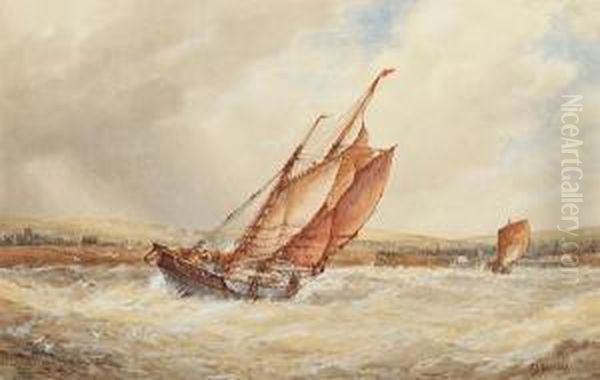 Sailing Boats Off Littlehampton And The Isle Of Wight Oil Painting by Frederick James Aldridge