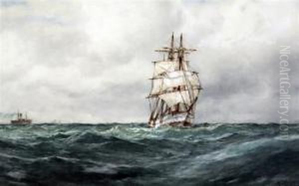 Mid Channel Oil Painting by Frederick James Aldridge