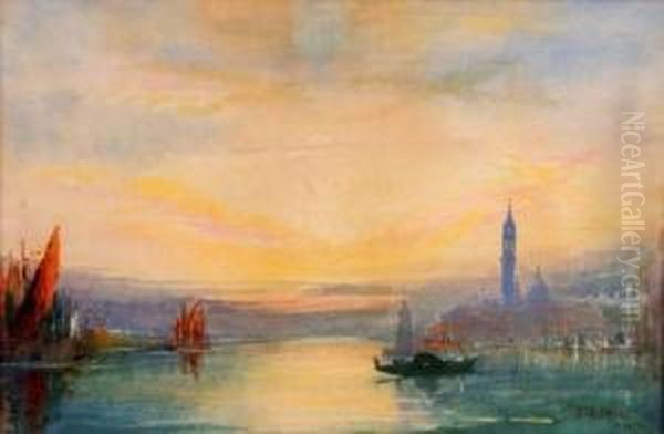 Inscribed Venezia Oil Painting by Frederick James Aldridge