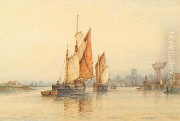 Evening Off Shoreham Oil Painting by Frederick James Aldridge