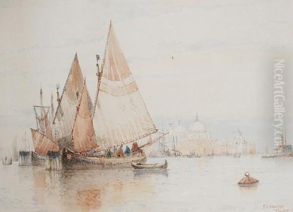 Fishing Boats, Venice Oil Painting by Frederick James Aldridge