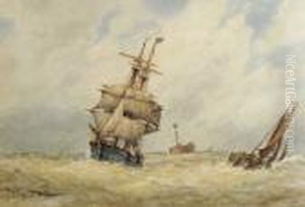 In The English Channel Offselsey Of The Owers Oil Painting by Frederick James Aldridge