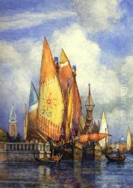 Venetian Scene Oil Painting by Frederick James Aldridge