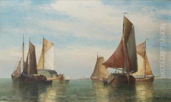 Vesselsoff The Dutch Coast Oil Painting by Frederick James Aldridge