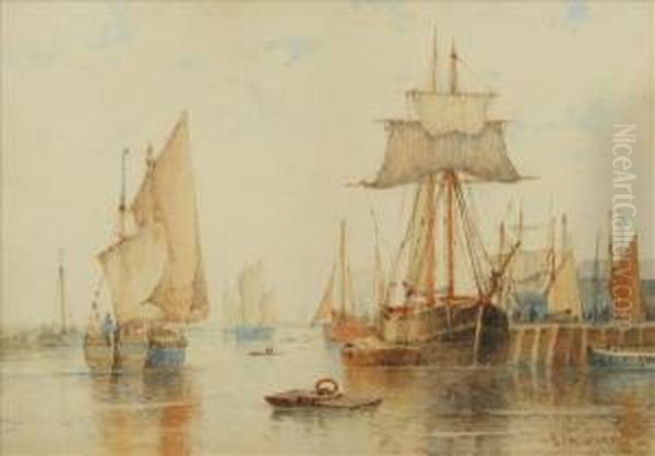 Teignmouth Quay And Harbour Oil Painting by Frederick James Aldridge