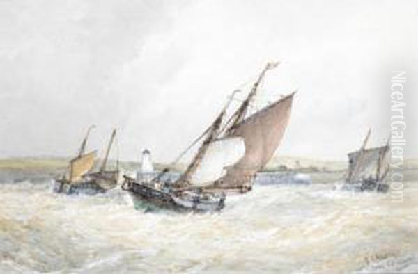 Fishing Boats Making Port Oil Painting by Frederick James Aldridge