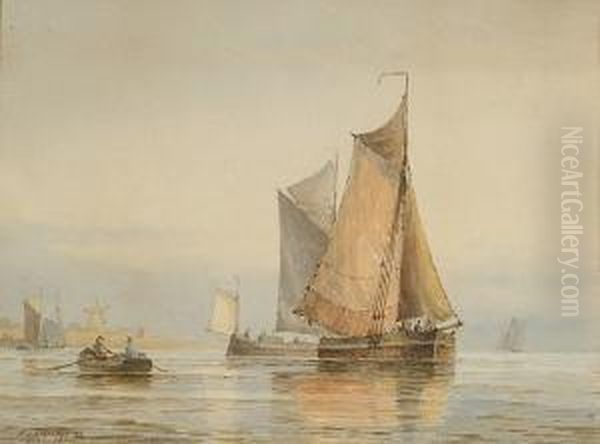 Shipping Off The Dutch Coast Oil Painting by Frederick James Aldridge