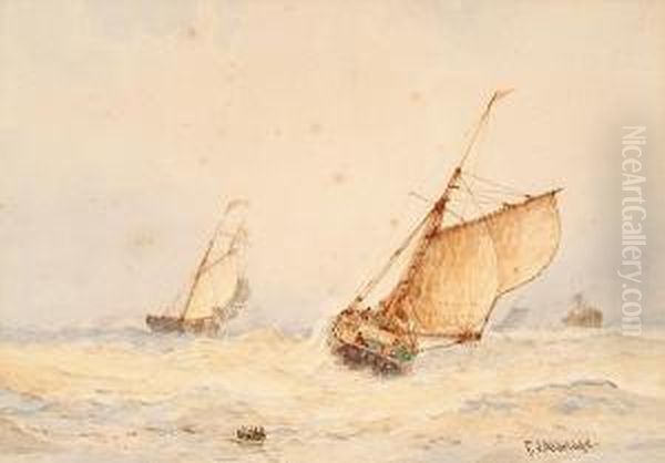 Boats In A Swell Oil Painting by Frederick James Aldridge