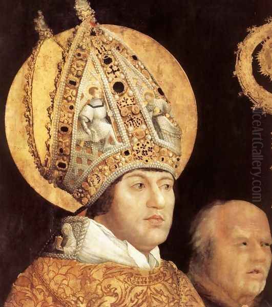 Meeting of St Erasm and St Maurice (detail 1) 1517-23 Oil Painting by Matthias Grunewald (Mathis Gothardt)