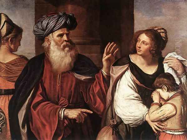 Abraham Casting Out Hagar And Ishmael 1657 Oil Painting by Giovanni Francesco Barbieri