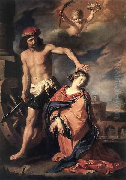 Martyrdom Of St Catherine 1653 Oil Painting by Giovanni Francesco Barbieri