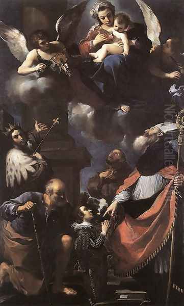 A Donor Presented To The Virgin 1616 Oil Painting by Giovanni Francesco Barbieri