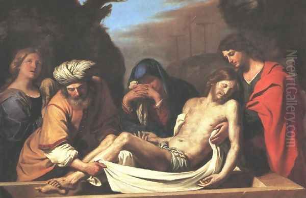 The Entombment Of Christ 1656 Oil Painting by Giovanni Francesco Barbieri