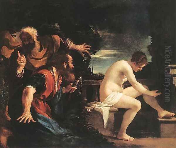 Susanna And The Elders 1617 Oil Painting by Giovanni Francesco Barbieri