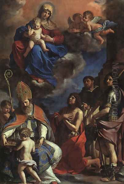 The Patron Saints Of Modena 1651-52 Oil Painting by Giovanni Francesco Barbieri