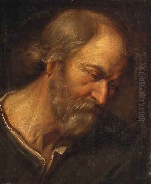 An old Man, head and shoulders Oil Painting by Giovanni Francesco Barbieri