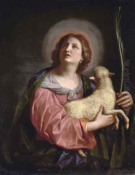 Saint Agnes Oil Painting by Giovanni Francesco Barbieri