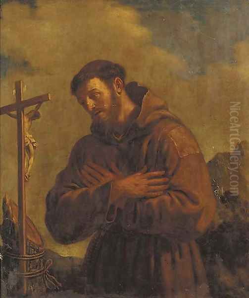 Saint Francis of Assisi Oil Painting by Giovanni Francesco Barbieri