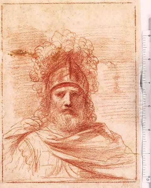 The Head of a Soldier wearing a plumed Helmet Oil Painting by Giovanni Francesco Barbieri