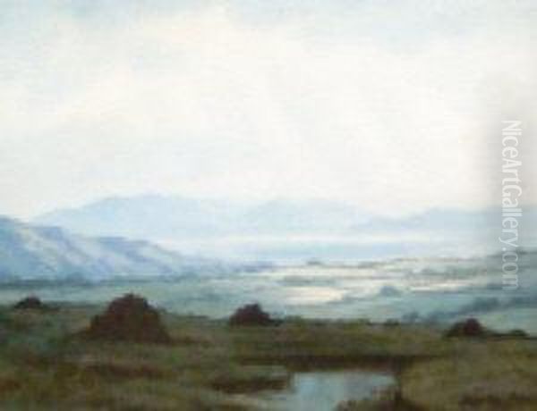 Near Oughterard, Carrick In The Background Oil Painting by Douglas Alexander