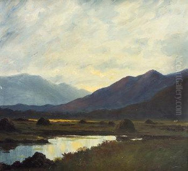 Sunset Near Leenane, Connemara Oil Painting by Douglas Alexander