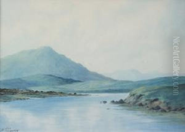 Lake And Mountain Lanscape Oil Painting by Douglas Alexander