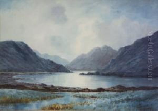 Lake And Mountain Landscape Oil Painting by Douglas Alexander