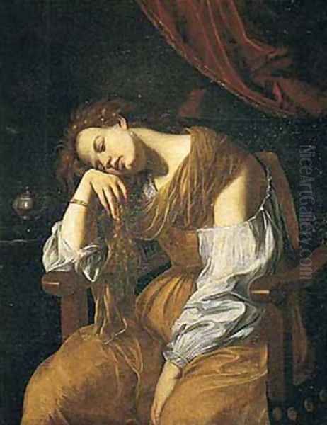 Mary Magalene as Melancholy Oil Painting by Artemisia Gentileschi