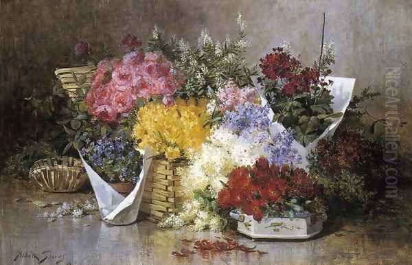 Floral Still Life Oil Painting by Abbott Fuller Graves