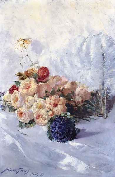 Still Life with Flowers and Fan Oil Painting by Abbott Fuller Graves