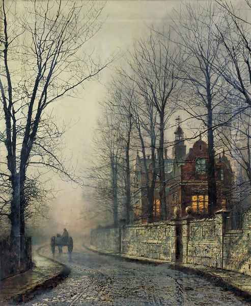 November Moonlight Oil Painting by John Atkinson Grimshaw