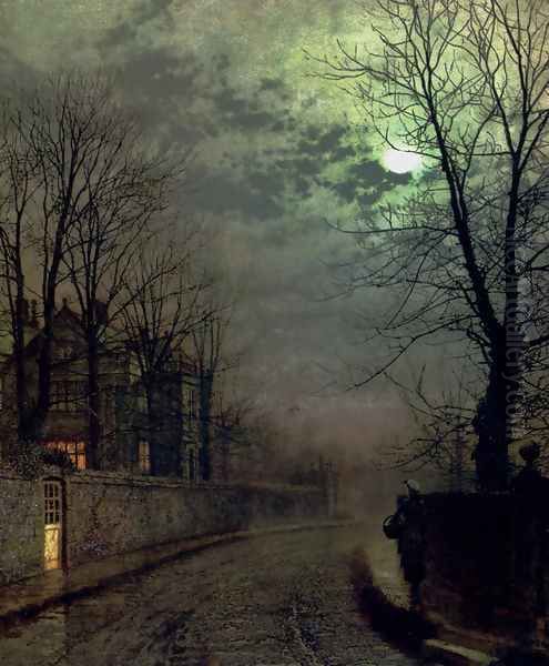 A Lane In Headingley, Leeds Oil Painting by John Atkinson Grimshaw