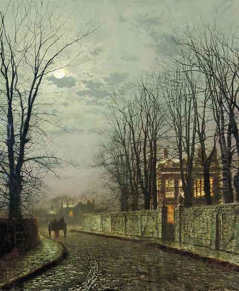 A Wintry Moon Oil Painting by John Atkinson Grimshaw