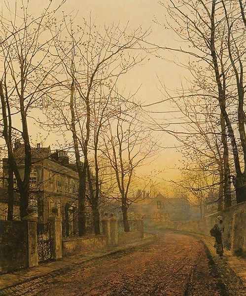 An Autumn Idyll Oil Painting by John Atkinson Grimshaw