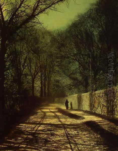 Tree Shadows on the Park Wall, Roundhay Park, Leeds Oil Painting by John Atkinson Grimshaw