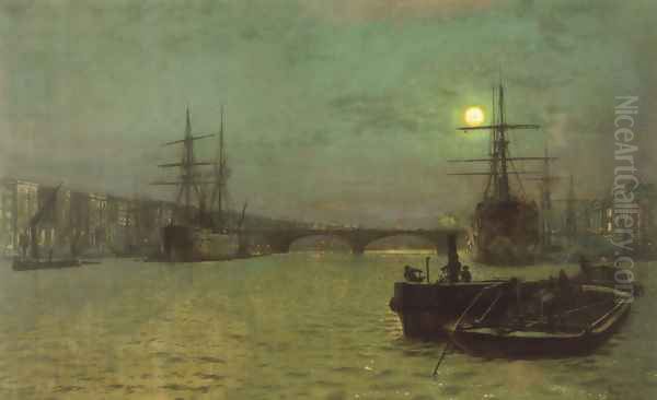 London Bridge - Half Tide Oil Painting by John Atkinson Grimshaw