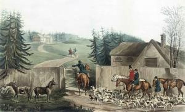 The Beaufort Hunt: Going Out Of Kennel Oil Painting by Henry Thomas Alken